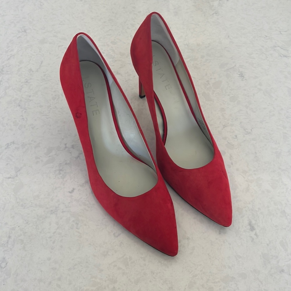 1.State high heel pumps red suede size 12 4” heels
